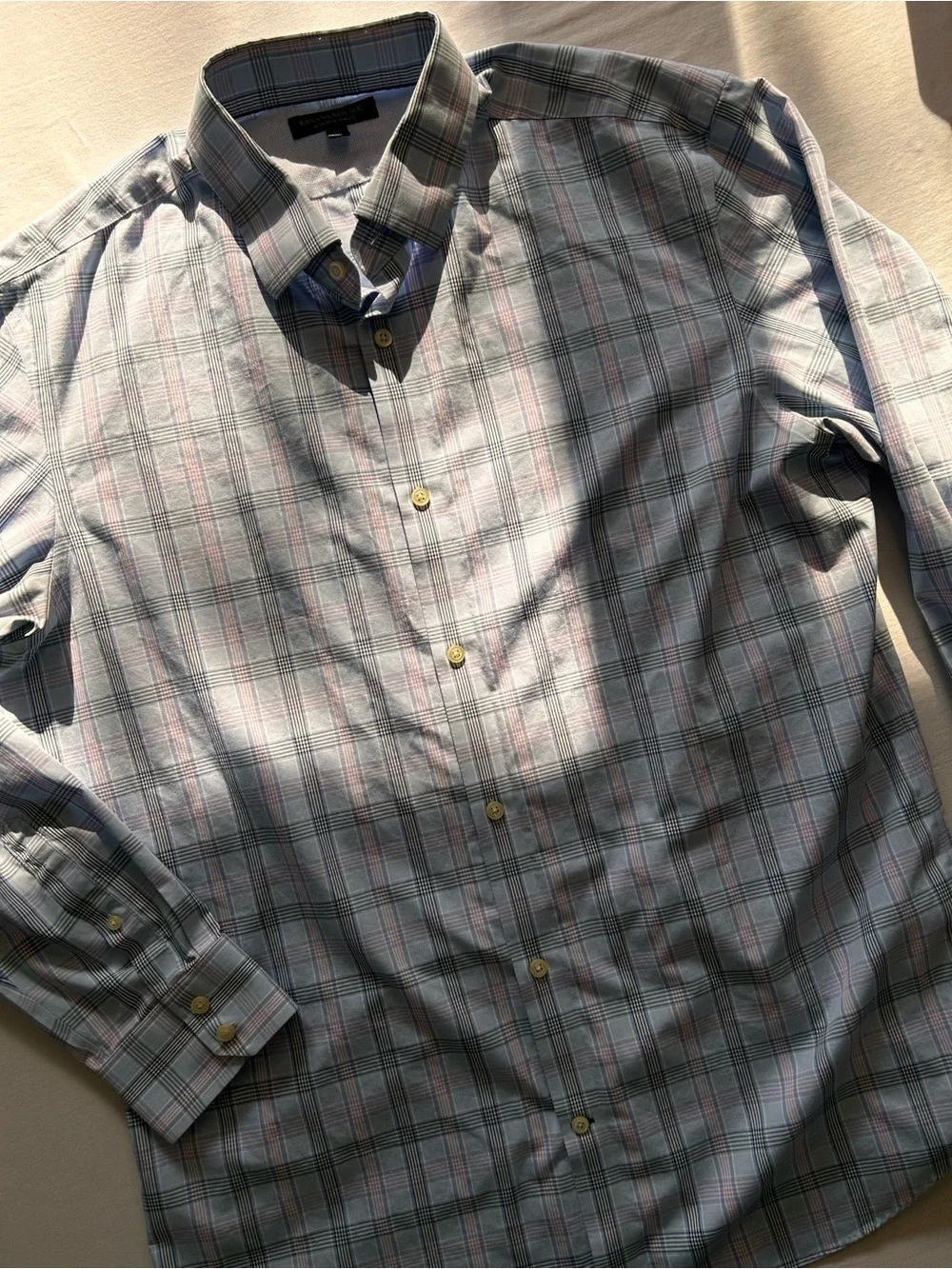 Banana Republic Blue Plaid Non-Iron Slim Fit Shirt XL